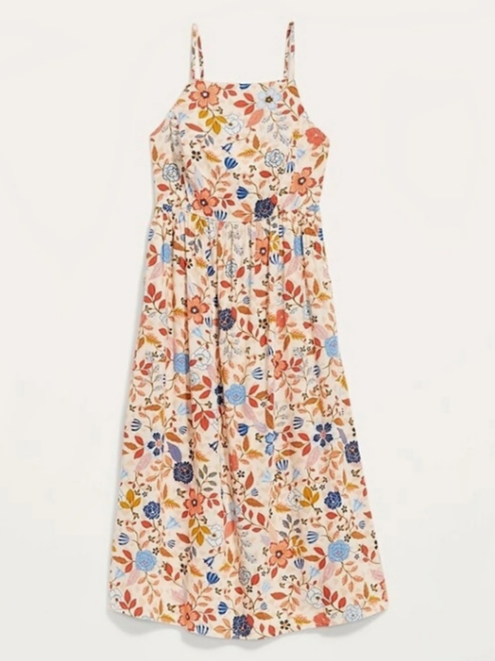 Old Navy Square-Neck Smocked Cami Maxi Dress Cream & Blue, Size Small